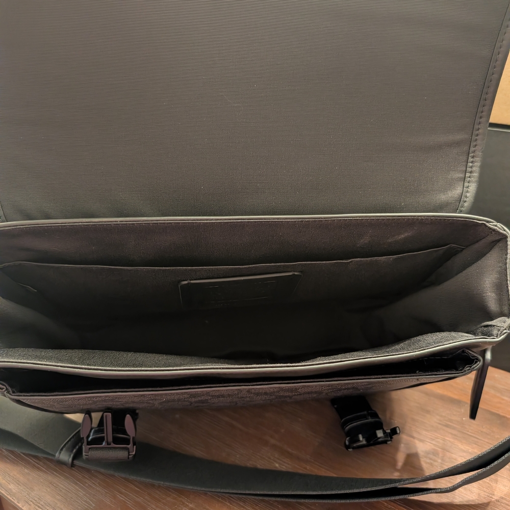 Coach Black Leather & Signature Canvas Messenger Bag - Picture 4 of 5